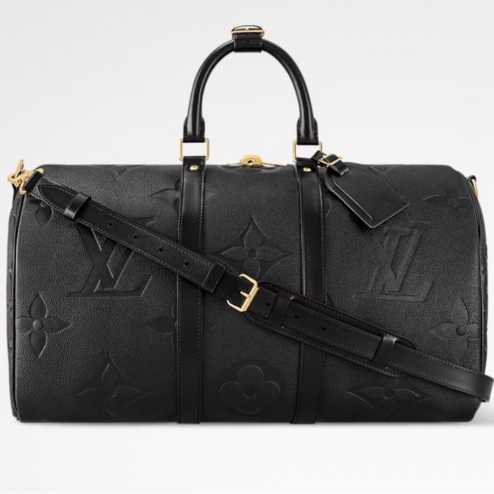 Louis Vuitton Classic Black Duffel Bag Keepall Bandoulière 45